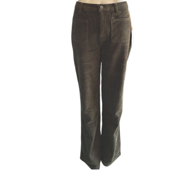 Backyard Roses Corduroy Pants Womens High Waisted Straight Leg Jeans XS S New - Picture 2 of 9
